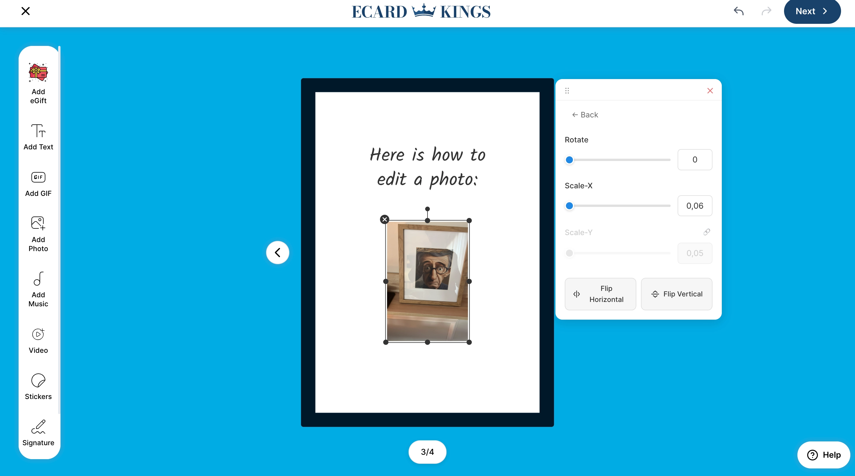 Upload personal photos and position them anywhere on your birthday ecard.