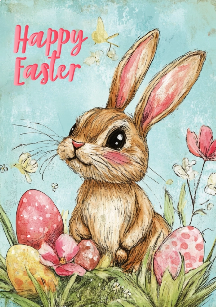easter ecard with pastel colors and spring theme digital greeting card