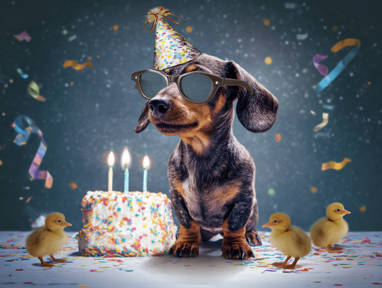 Cute dog implemented into a birthday ecard